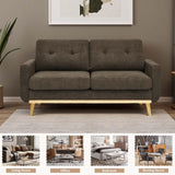 Japovker 67.7" Mid-Century Modern Loveseat Sofa, 2-Seat Mini Upholstered Love Seat Couch, Comfy Small Couch with Wooden Legs and Tufted Back for Living Room Bedroom Office Apartment(Brown) Japovker