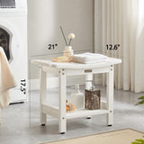 Waterproof Shower Bench, White Poly Shower Stool for Shaving Legs, Shower Chair Seat with Handles & Shower Head Holder, Plastic Bathroom Bench with Adjustable Feet for Inside Shower, Non-Slip KaimuBench