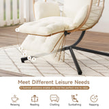 ONBRILL Hanging Egg Chair with Adjustable Footrest & Stand, Wicker Rattan Swing Hammock Chair with Cushion & Double Chains, 350LBS Capacity for Outdoor & Indoor Patio, Deck, Bedroom, Balcony (YE-BE) ONBRILL