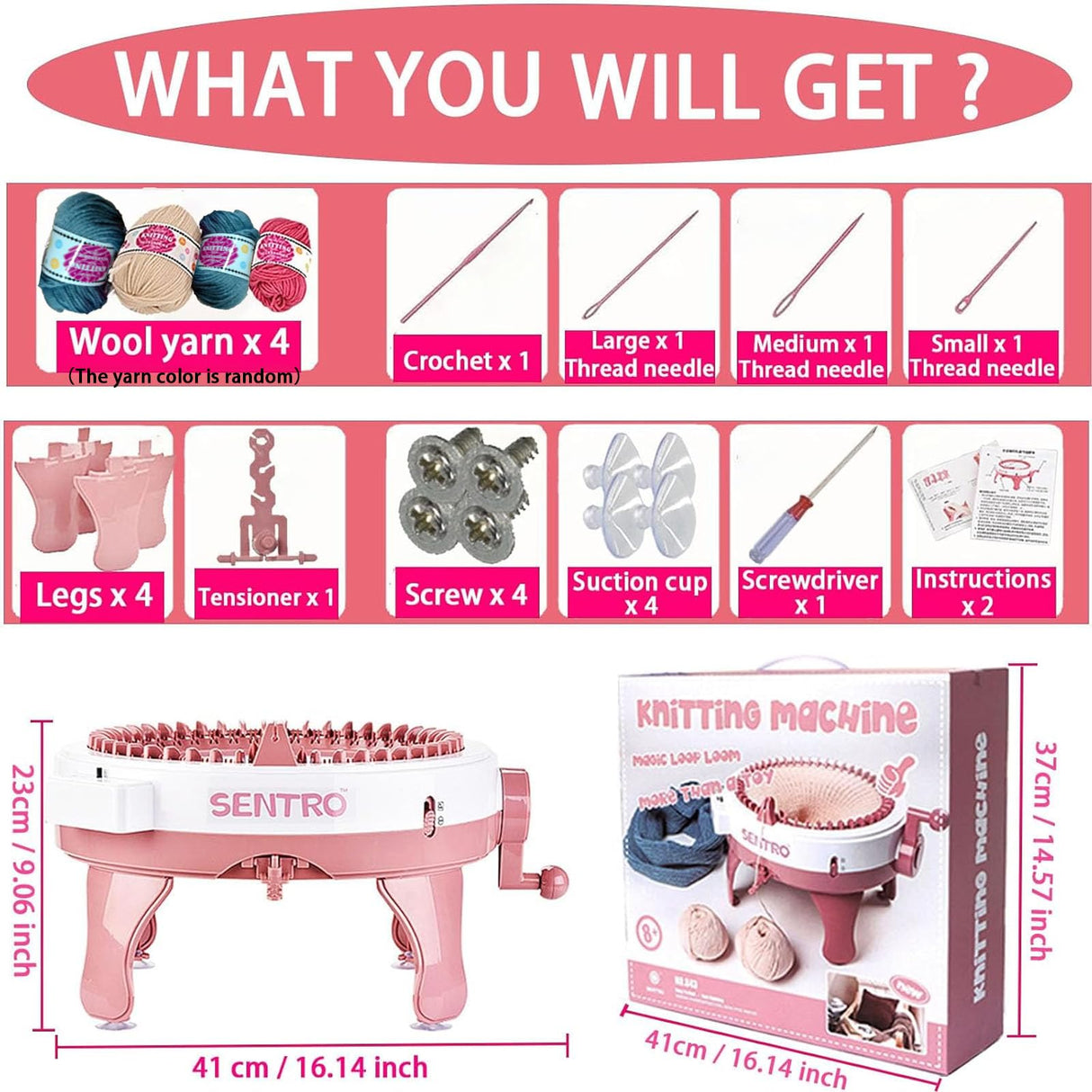 Sentro Knitting Machine, 48 Needles Smart Knitting Crochet Machine with Row Counter for Adults and Beginners, Automatic Circular Weaving Spinning Knitting Loom Machine Kit for Hat,Socks,Scarves,Gloves Cyandream