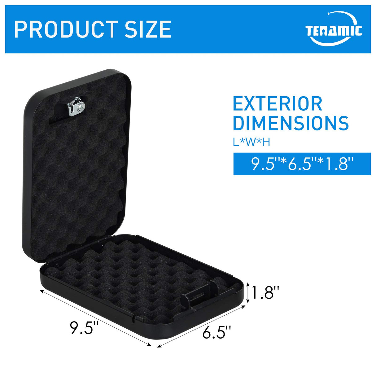 Tenamic Pistol Safe, Portable Travel Gun Safe, Solid Steel Handgun Lock Box for Home, Gun Safes for Car, Black Tenamic