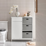 Haotian Bathroom Laundry Cabinet Freestanding Tilt-Out Hamper Storage Unit Narrow Bath Organizer with Removable Baskets, White BZR77-W Haotian