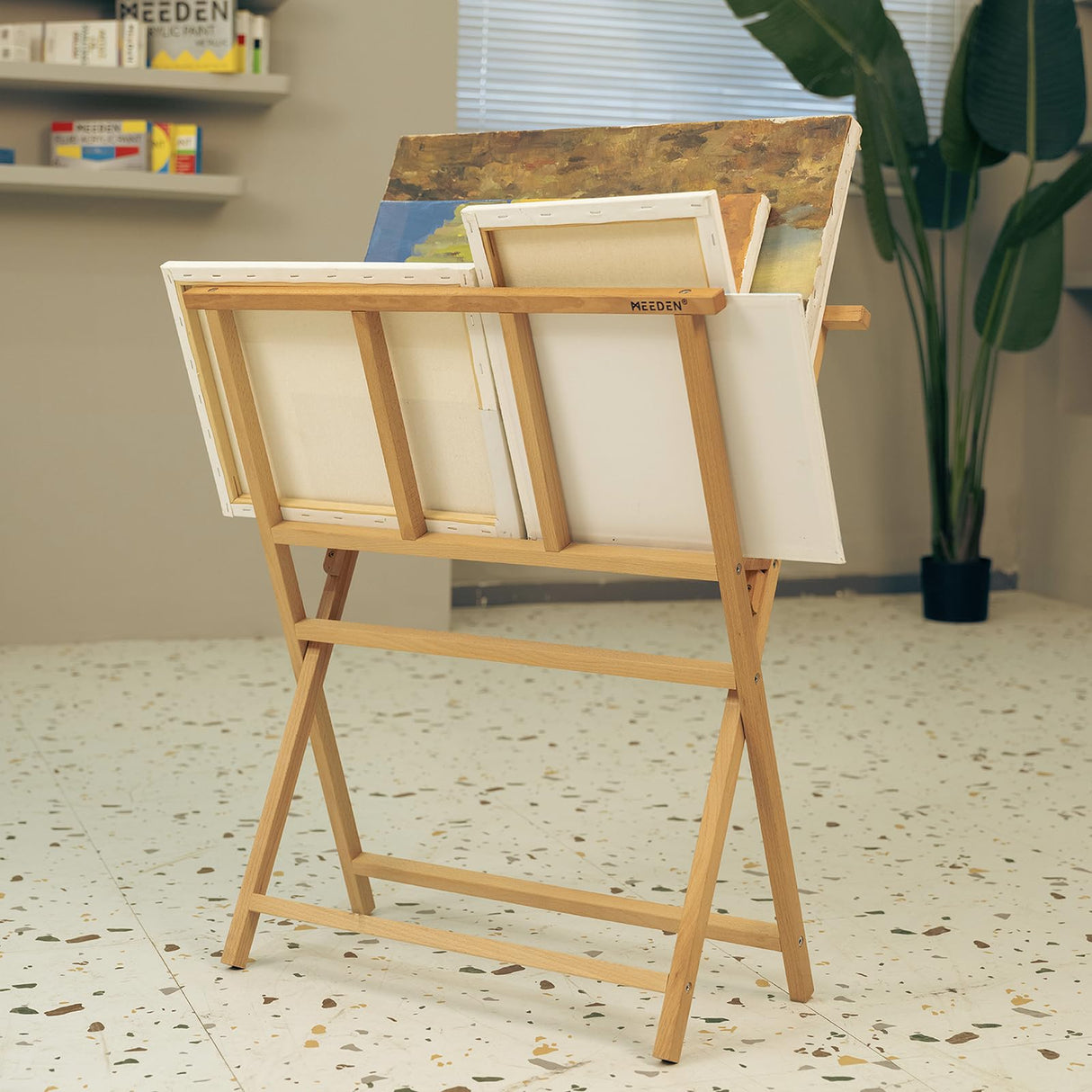 MEEDEN Folding Art Print Rack - Beechwood Art Storage Rack - Artist Storage and Display Rack for Canvas Art Prints Panels Posters Art Gallery Shows MEEDEN