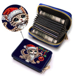 yzARTche Diamond Art Painting Christmas Credit Card Wallet, RFID Blocking Gem Art Leather Zipper Card Holder Wallet for Women-11-Cat yzARTche