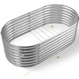 Land Guard 24“ Tall Galvanized Raised Garden Bed Kit, Galvanized Planter Garden Boxes Outdoor, Oval Large Metal Raised Garden Bed for Vegetables (Classic Silver, 4×2×2ft) Land Guard