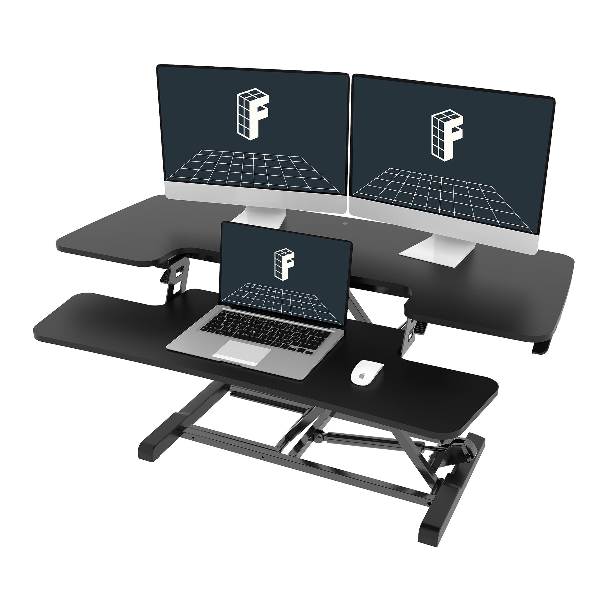 FLEXISPOT Standing Desk Converter 40in Sit to Stand up Desk Riser Height Adjustable Computer Workstation with Spacious 2-Tier Desktop Black - WoodArtSupply