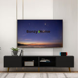 Bonzy Home 86" TV Stand, Modern Entertainment Center for 75" TV, Television Console Table with Storage Cabinets for Living Room, Black Bonzy Home