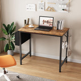 Lufeiya Small Desk for Small Spaces, 32 Inch Kids Girls Study Writing Desks for Bedroom, Simple Modern Laptop PC Little Side Table with Storage Bag Headphone Hooks, Rustic Brown Lufeiya