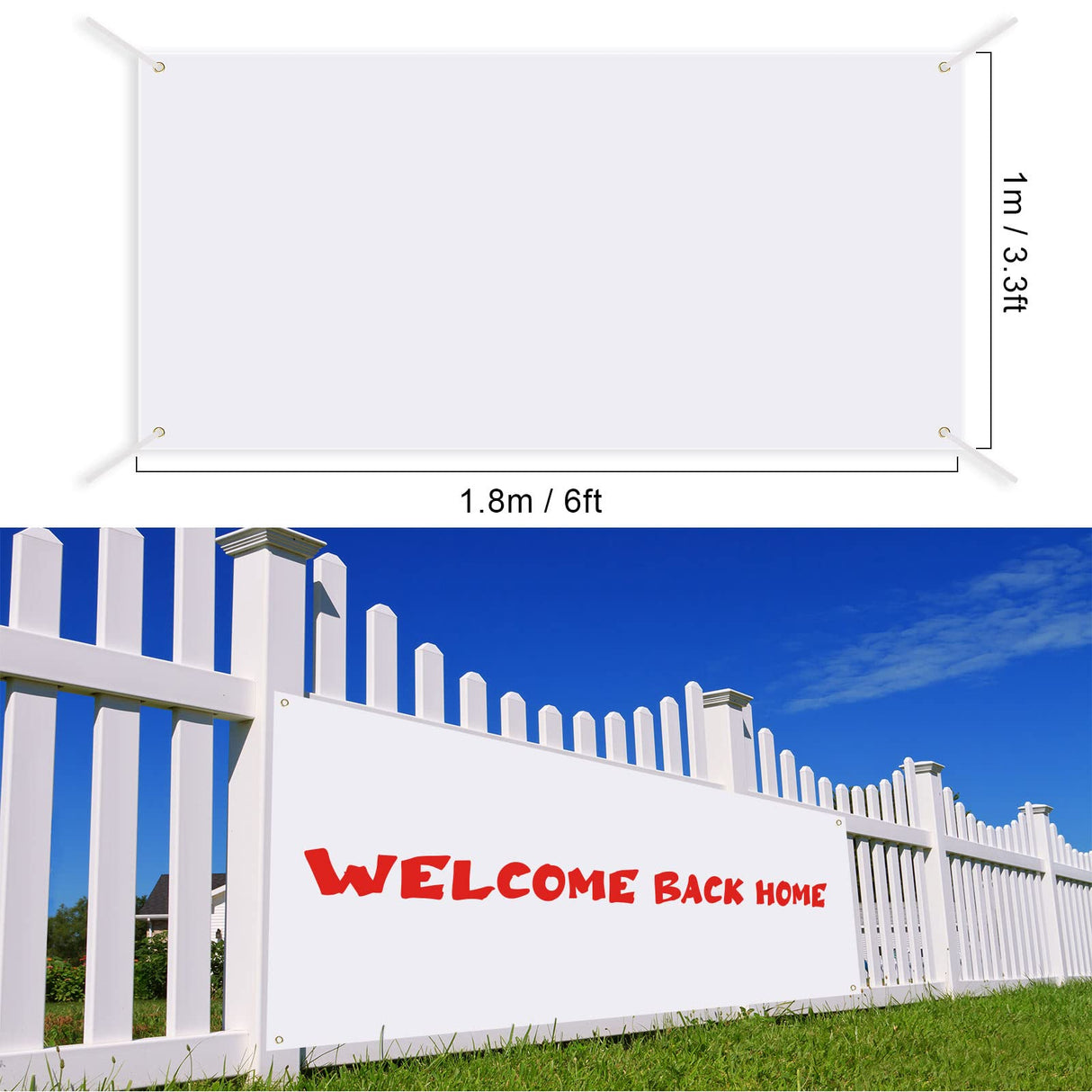 4 Pcs 3 x 6 Feet Large Blank Banner Polyester Sublimation Banner with Hanging Ropes Paintable Easy Hang Signs White DIY Banner Signs for Indoor Wall Outdoor Party Display Business Office Supply Shimeyao