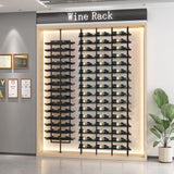 amhricho Wall Mounted Wine Rack, H 94.5INCH, 16 Rows, Black 48 Bottle, Metal Wine Bottle Holder for Home Bar, Wine Kitchen Storage (Black, 3 Columns) amhricho