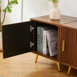 COSVALVE 71" TV Stand for 65/75/80 Inch TVs, Free Combination Walnut Entertainment Center for Living Room, Modern with Fluted Panel, Storage Cabinets, Adjustable Shelves & Metal Legs COSVALVE