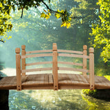 HAPPYGRILL 5-Feet Wooden Bridge Natural Wood Garden Bridge Pond Bridge with Guardrails for Garden Backyard Decoration HAPPYGRILL