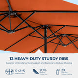 HOMSHADE 15ft Large Patio Umbrellas with 138lbs Base Included - Rectangle Oversized Double Sided Outdoor Umbrella for Market, Deck, Pool, Garden(Orange) HOMSHADE