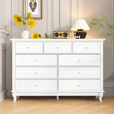 TAMUNE Chest of Drawers 9 Drawer Dresser for Bedroom, Modern White Dresser with Silver Knobs, Wide 9 Drawer Chest with Wood Legs for Bedroom Living Room, 15.7”D x 55.1”W x 37”H TAMUNE