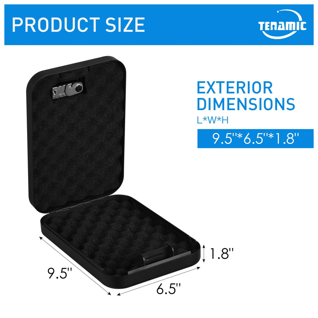 TENAMIC Pistol Safe, Portable Travel Gun Safe, Solid Steel Handgun Lock Box for Home, Gun Safes for Car, Black Tenamic