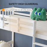 VINGLI Bunk Bed Twin Over Twin with 2 Storage Drawers/RGB LED/Charging Station, Convertible Solid Wood Bunk Bed Frame with Ladders, White VINGLI