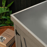 Outdoor Potting Bench Table with Storage Cabinet & Metal Tabletop 36" Tall Cedar Wood Garden Workstation for Patio, Balcony, Porch, Grey cattino