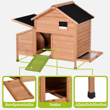 Narkula Outdoor Chicken Coop, Duck House with Nesting Box/Pull Out Tray/Secure Doors, Wooden Small Chicken Cage Weatherproof/Ventilation, 42.91" x 38.58" x 28.74", Brown NARKULA