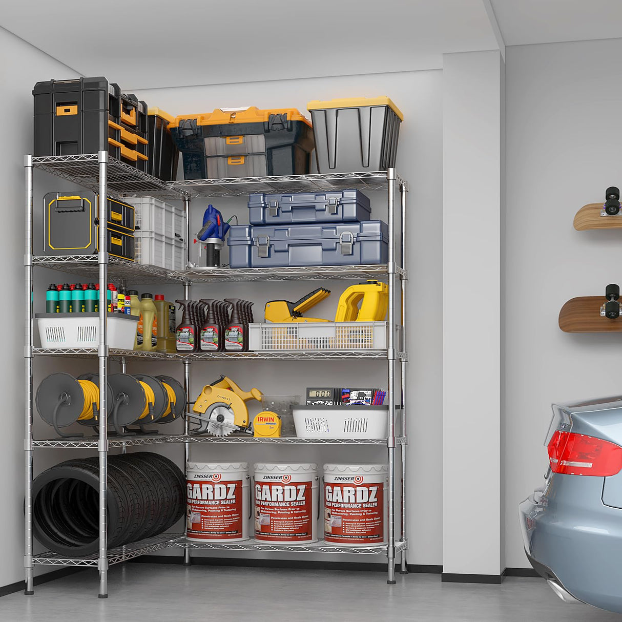 VINGLI 5 Tier Storage Shelves 1430LBS Heavy Duty Metal Shelving, Upgraded 58" W Garage Shelving Unit, Adjustable Wire Shelf for Storage Rack Commercial Pantry Shelf Organizer, 58" W × 13.8" D × 71" H VINGLI