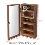 Ikee Design Wall Mounted Wooden Collectible Display Case 5 Shelf Display Storage Accessories with Tempered Glass Door, Sunglass Cabinet, Wall Shadow Box, Brown Color Ikee Design