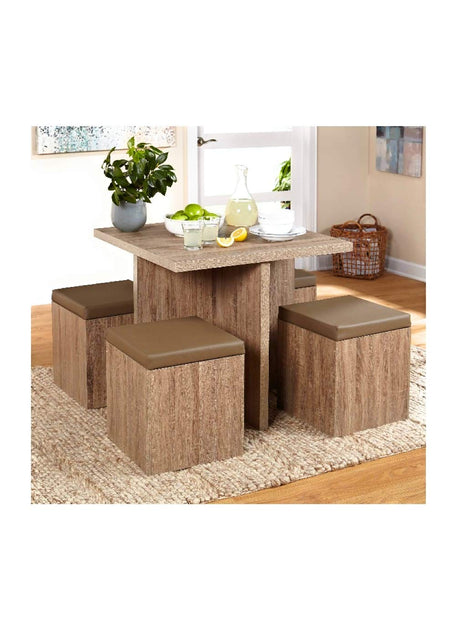 Simple Living 5-piece Baxter Dining Set with Storage Chair Ottomans (Taupe) Simple Living Products