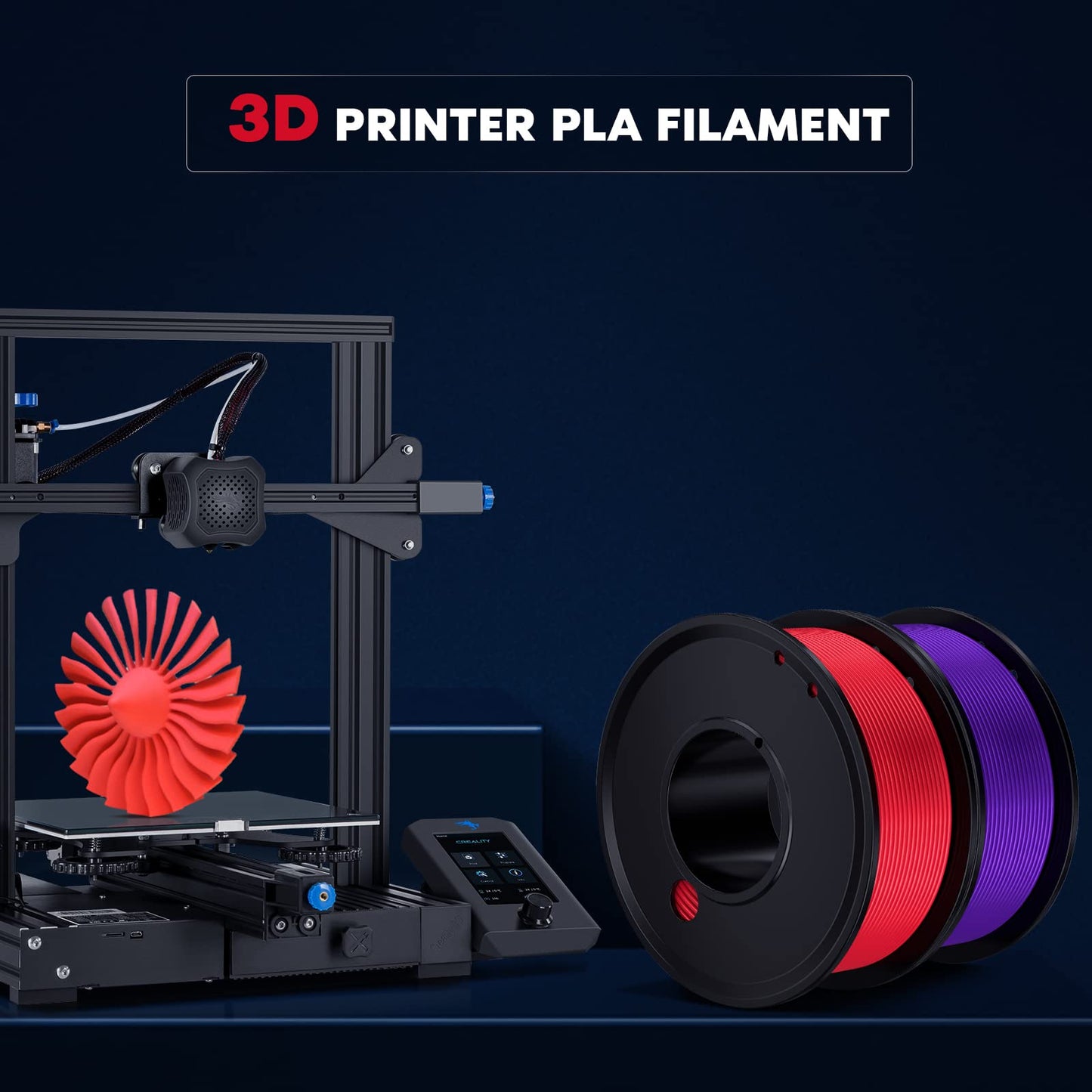 FAHKNS 3D Printer Filament PLA 1.75mm 3-D Printing Materials 5 Colors Bundle Print Filimate 1.75 mm White Black Red Blue Purple Filiment1.75 Accuracy ±0.02mm Fillament Spool Vacuum Pack 250G  - WoodArtSupply