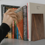 Luxdecor Wood Bookends Hold Heavy Books- Walnut Bookends for Office, Sturdy Bookends for Desk Non Skid, Decorative Walnut Wood Bookends Large, 2pack Triangle Wood Book Ends Luxdecor