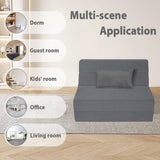 Youtanic 5 in 1 Folding Sofa Bed, Twin Size Convertible Sleeper Chair with Pillow, Memory Foam Futon Couch, Velvet Fabric Washable Mattress for Living Room, Dorm, Guest, Office, Apartment, Dark Gray Youtanic