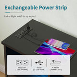 LUMTOK 4-Drawers Dresser with 3 Open Storage Shelves, Fabric Dressers Drawers for Bedroom, Hallway, Nursery, Closets, Steel Frame, Wood Top, Easy Pull Handle (Black) LUMTOK