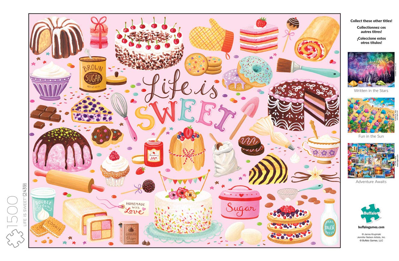 Buffalo Games - Janna Krupinski - Life is Sweet - 1500 Piece Jigsaw Puzzle for Adults -Challenging Puzzle Perfect for Game Nights - Finished Size is 38.50 x 26.50