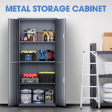 DNA MOTORING 71'' Metal Garage Storage Cabinet, Locking Tool Cabinet with 4 Doors and 2 Adjustable Shelves, Heavy Duty Metal Locker for Garage,Office,Home,Gym,Gray, TOOLS-00634-GY-GY-A DNA MOTORING