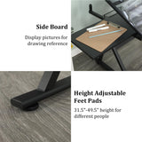 Olela Drafting Desk, Height Adjustable Drafting Table Versatile Art Craft Artists Paintings Storage Work Station with Tilting Temped Glasses Tabletop and Stool (Drawing Table - 1) Olela