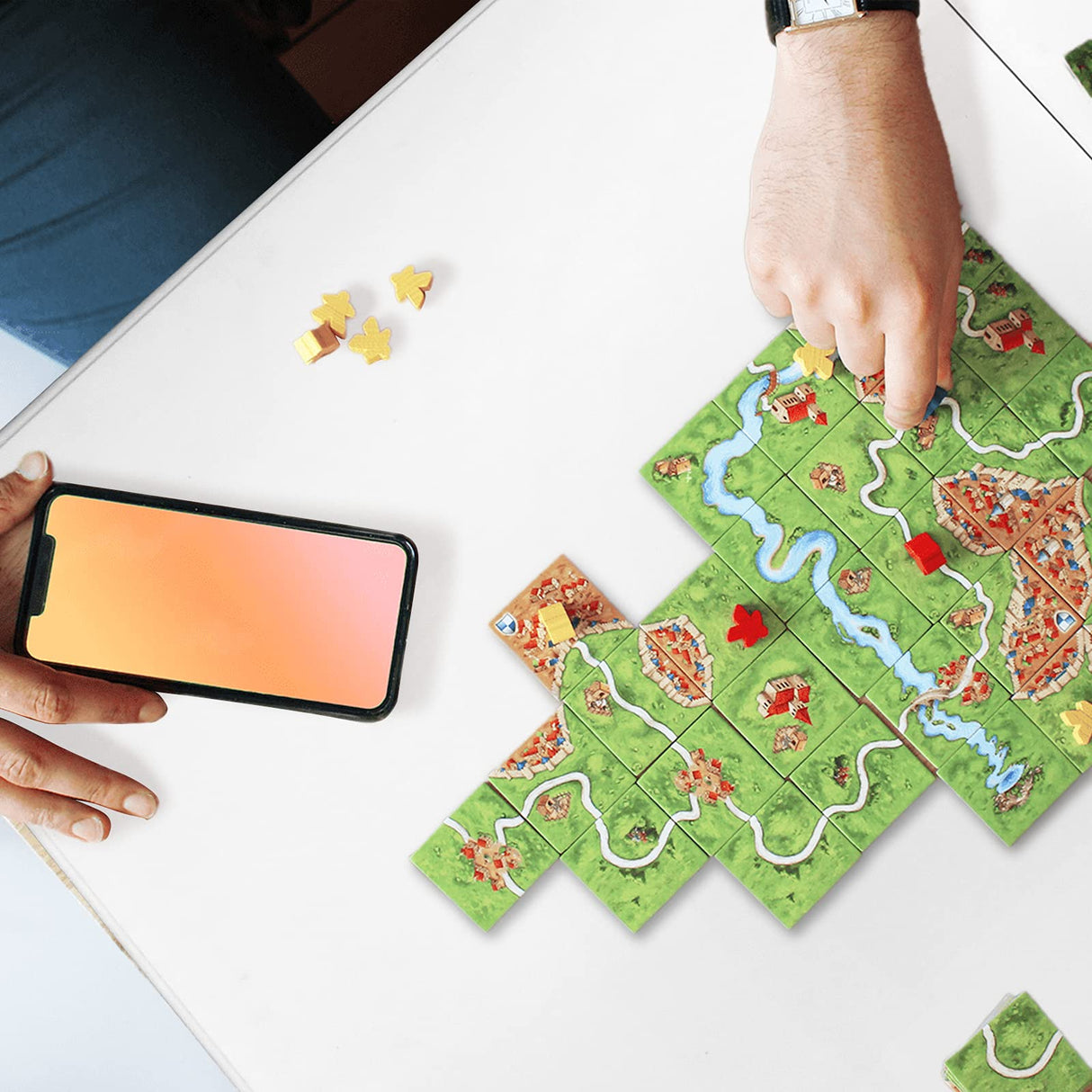 Camp Solutions 4 FT Folding Table, Plastic Portable Tables for Dining Parties Card Picnic Camping, Granite White Camp Solutions