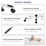 Nouhaus Ergonomic Office Chair Premium Microfiber Leather Adjustable Lumbar Support & Armrests, High Back Comfy Desk Gaming Chairs Executive Computer Swivel Chair Tilt Function(Posture,White) Nouhaus