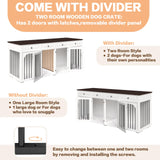 86.6" Double Dog Crate Furniture with 4 Drawers,Indoor Wooden Dog Kennel Furniture for 2 Large Breed Dogs with Divider,Heavy Duty Dog Crate Furniture TV Stand for Large Medium Dogs,White Niopatio