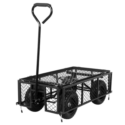 BILT HARD 400 lbs 10" Flat Free Tires Steel Garden Cart with 180° Rotating Handle and Removable Sides, 4 Cu.Ft Capacity Utility Heavy Duty Garden Carts and Wagons - WoodArtSupply