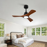 36 Inch Ceiling Fans with Lights and Remote, Black 3 Blade Wood Outdoor Ceiling Fan with Light Outdoor Ceiling Fans for Patios, Bedroom Ceiling Fan for Modern Living Room Patio Indoor Office VCQQ