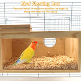 PINVNBY Large Natural Wood Parakeet Nesting Box Budgie Breeding Box Acrylic Bird Nest for Cage Transparent Panoramic for Birds, Parrots, Cockatiels, Lovebirds, Canaries (S: 7.87 x 4.72 x 4.72 inch) PINVNBY