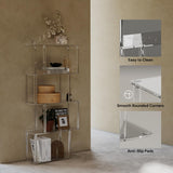 CRTERICX Acrylic Geometric Bookshelf, 5-Tier Clear S Shaped Bookcase, Modern, Unique Book Shelf for Living Room, Bedroom, Office, 9.3" D x 22.4" W x 49.2" H, Easy Assembly CRTERICX