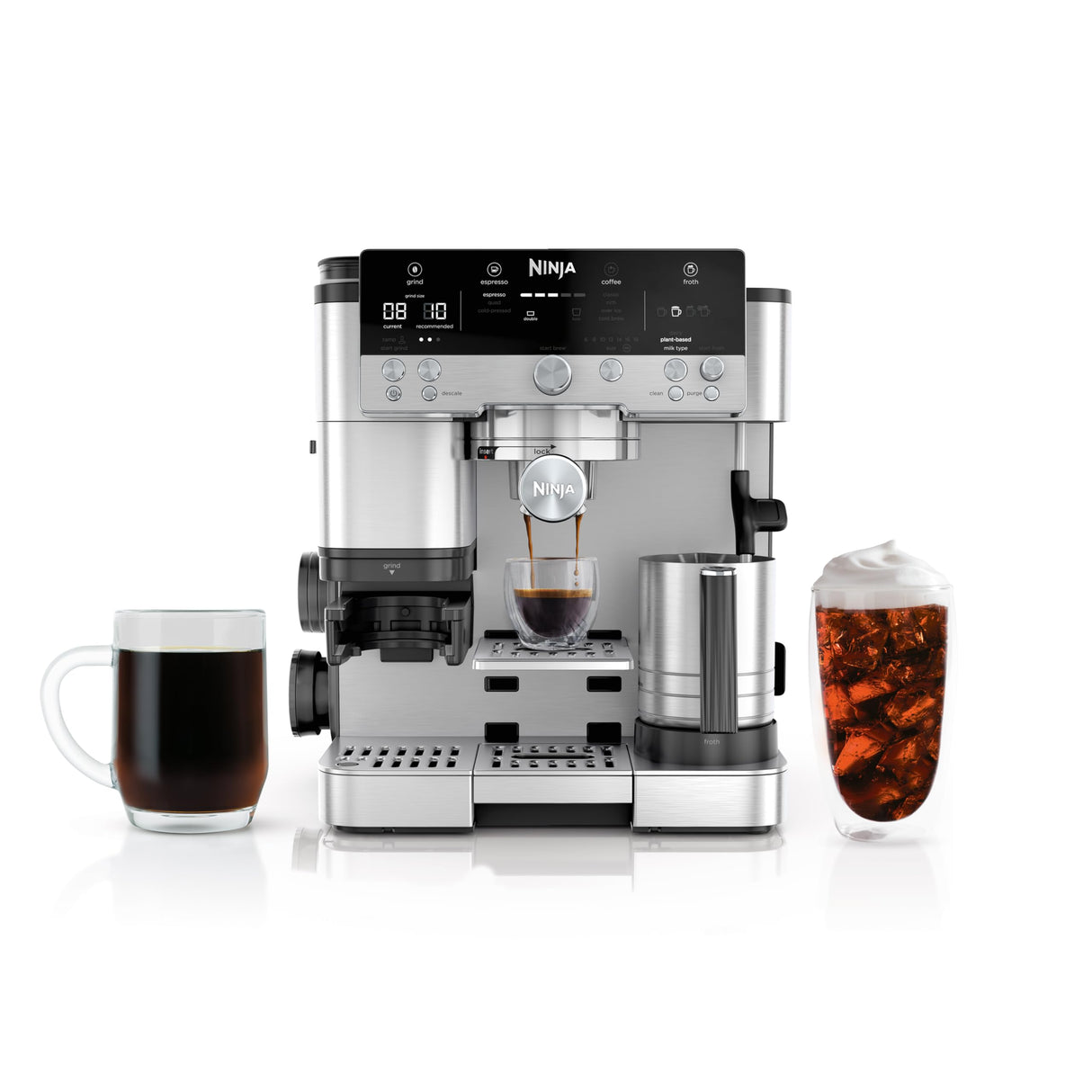 Ninja Espresso Machine, Luxe Café Premier Series, Drip Coffee Maker and Rapid Cold Brew, Integrated Grinder, Assisted Tamper, Hands-Free Frother, for Cappuccinos and Lattes, Dairy or Non-Dairy, ES601 Ninja