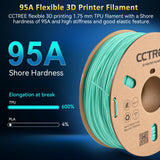 CCTREE High Speed TPU Filament 1.75MM, Soft TPU Flexible 3D Printing Filament Shore 95A,1kg Spool, Dimensional Accuracy +/- 0.03mm for Bambu lab 3D Printer Teal CCTREE