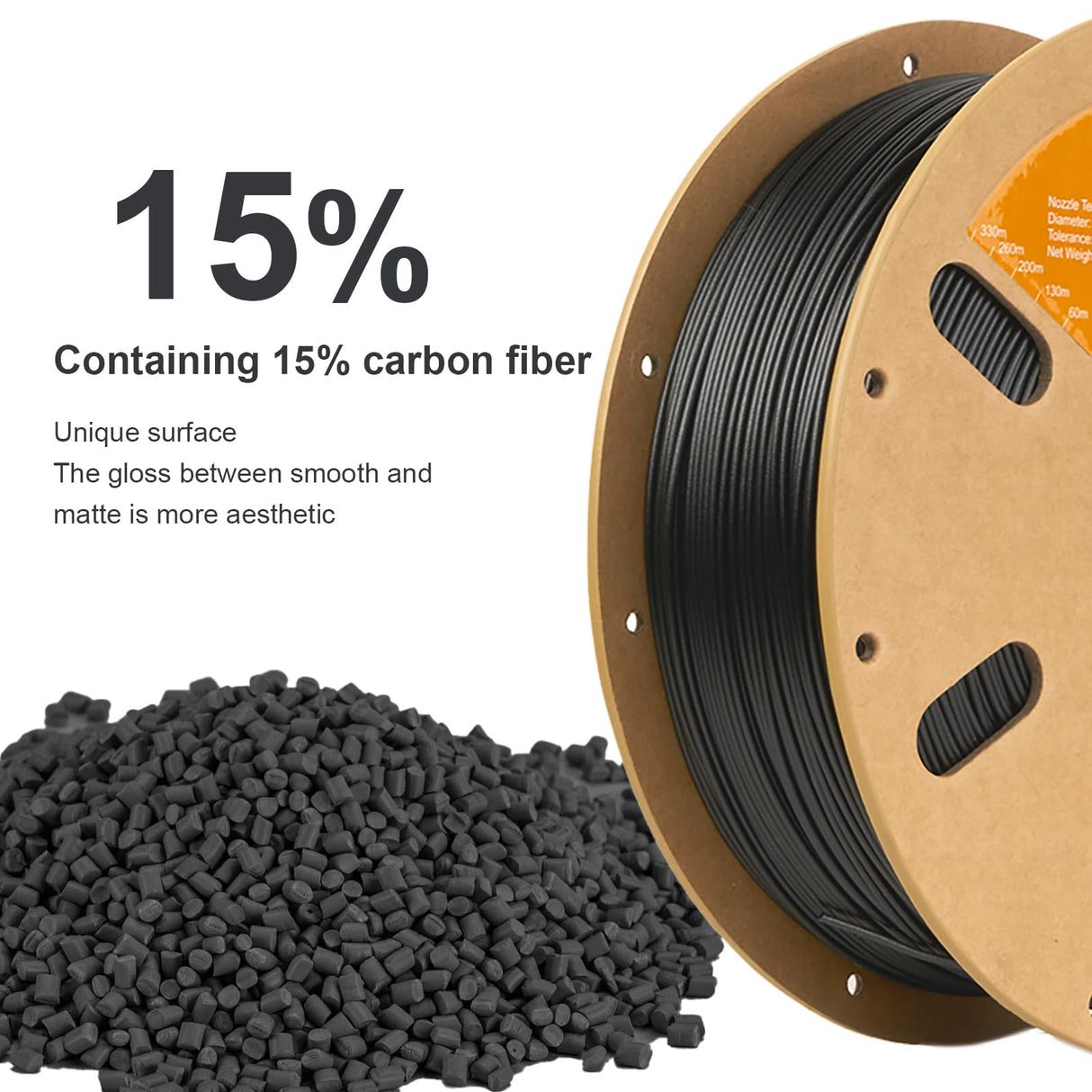 ERYONE Carbon Fiber PETG Filament 1.75mm +/- 0.03mm, 3D Printing Filament PETG CF, 1kg(2.2LBS)/Spool, Black ERYONE