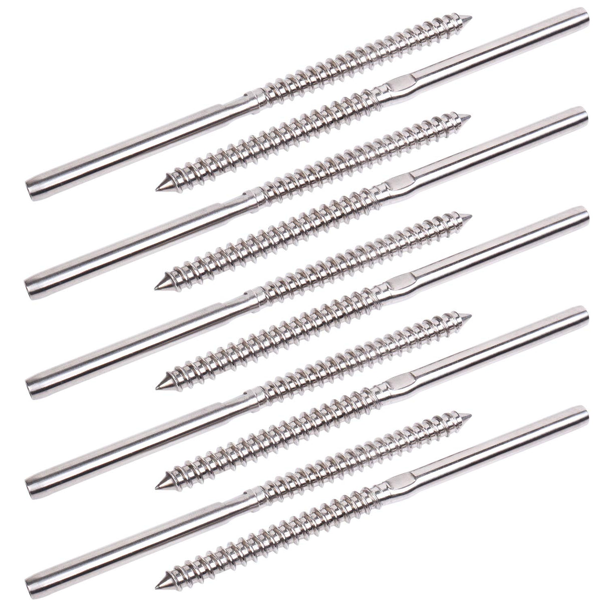 BLIKA 100 Pack T316 Stainless Steel Right&Left Handed Thread Swage Lag Screws for Wood Posts of 1/8" Deck Cable Railing Kit, Wire Railing Kit for Decks with Wrench, DIY Wood Baluster BLIKA