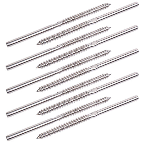 BLIKA 100 Pack T316 Stainless Steel Right&Left Handed Thread Swage Lag Screws for Wood Posts of 1/8" Deck Cable Railing Kit, Wire Railing Kit for Decks with Wrench, DIY Wood Baluster BLIKA