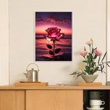 HSENJT Rose Diamond Art Painting Kits for Adults Beginners,Flowers DIY 5D Diamond Art Kits,Beach Diamond Art Painting for Home Wall Decor (30x40cm/11.8X15.7inch) HSENJT