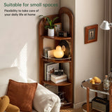 Wayshome 4-Tier 100% Solid Wood Corner Bookshelf, 64” Tall Mid Century Modern Corner Shelf Display, Open Storage Bookcase for Home Offie, Living Room (Poplar Wood) Wayshome