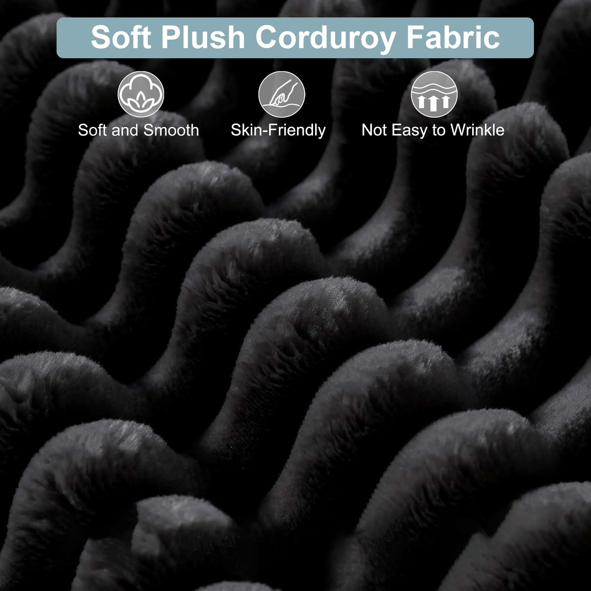 Yomsum 184'' Living Room Sectional Couch with Double Layer Black Plush Corduroy Fabric, 6 Seater Boneless L Shaped Cloud Couch in a Box, No Assembly Modular Sectional Sofa Bed with Ottoman Yomsum