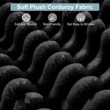 Yomsum 184'' Living Room Sectional Couch with Double Layer Black Plush Corduroy Fabric, 6 Seater Boneless L Shaped Cloud Couch in a Box, No Assembly Modular Sectional Sofa Bed with Ottoman Yomsum