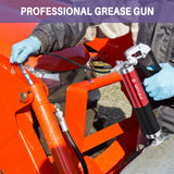 GATTLELIC 8000 PSI Heavy Duty Grease Gun Kit - 14oz with Flex Hose, Sharp Nozzle, Extension Pipe & Coupler, Red GATTLELIC