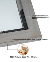 FLYJOE Medicine Cabinet Mirror 16 x 24 Inch Farmhouse Bathroom Mirror Door Solid Wood Storage Cabinet with Adjustable Shelves, Wall Mounted for Bathroom Living Room, Grey FLYJOE